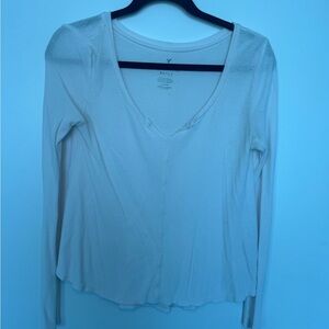 American Eagle small white waffle top